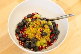 exotic fruit salad with blueberries