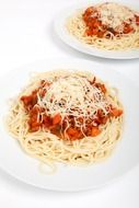 tasty spaghetti with tomato and cheese