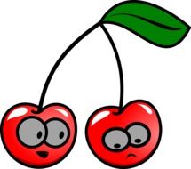 two drawn cherries