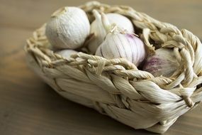 garlic in a small wicker basket