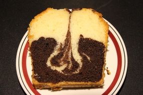 marble cake slice on plate