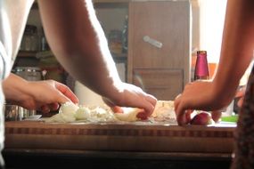 cooking in the kitchen