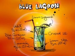 blue lagoon cocktail drink as a colorful illustration