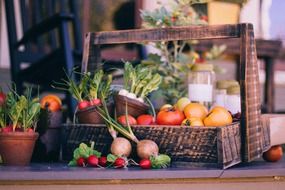 Colorful vegetable basket for thanksgiving