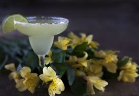 margarita in a glass with lemon