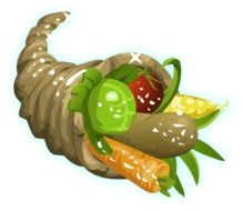 drawn horn of plenty with vegetables