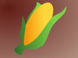 drawing of corn cob with green leaves