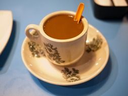 aromatic coffee with cream on the table