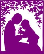 mother child silhouette purple drawing