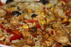 asian paella with chicken