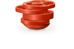 The picture with the sliced red tomato