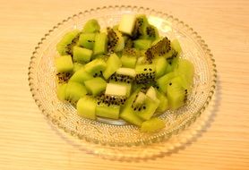 diced kiwi on a plate