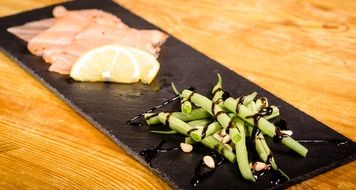 salmon with herbs on a plate