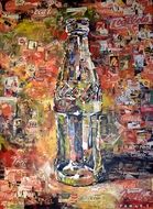 drawing of a bottle of coca cola on the wall