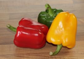 sweet pepper of different colors on the table