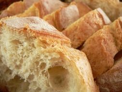 fresh sliced bread with a crust