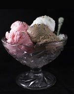 colorful ice cream in a glass plate