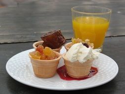 Plate with colorful desserts