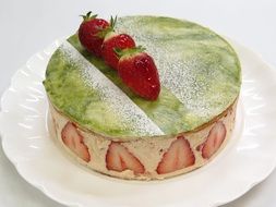 cake with marzipan and strawberries