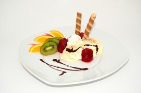 fruit and ice cream dessert sweets