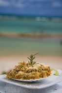 delicious dish on beach