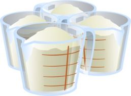 painted ingredients for baking in measuring cups