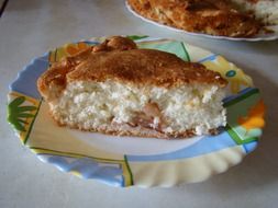 a piece of apple casserole on a plate