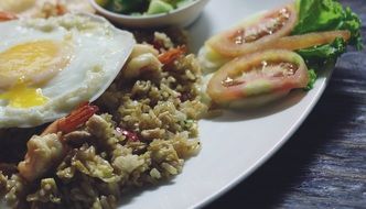 Asian dish with the fried rice