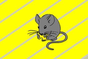 cartoon grey mouse eating cheese