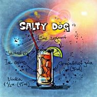 clipart of recipe of salty dog alcoholic cocktail