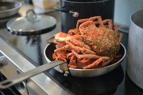 crabs in pan