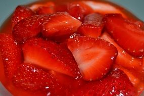 chopped strawberries in a bowl