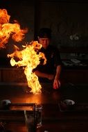 cooking over an open fire in Japan