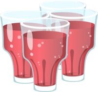 Red beverage in glasses