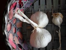 garlic in a wicker bowl