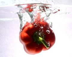 red sweet pepper in water