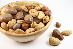 nuts in a wooden bowl