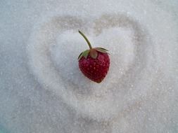 strawberry on heart shaped sugar