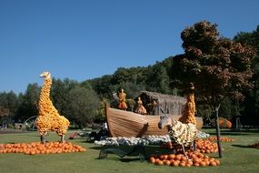 Noah's Ark, pumpkin installation in park for thanksgiving