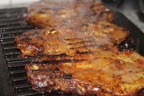 delicious meat is grilled