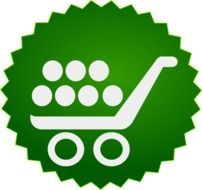 fruits on shopping cart, green sticker