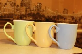 Colorful Tea cups in the kitchen