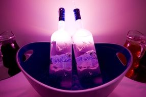 two bottles of gray goose vodka in bright ligh