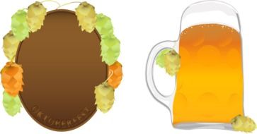 Oktoberfest festival logo and a drawn glass of beer