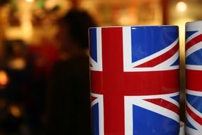 cups in the colors of the british flag