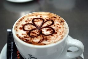 coffee cappuccino with flower pattern