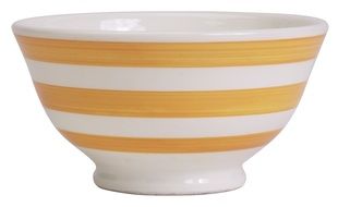 stripped yellow ceramic bowl