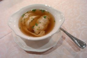 warm broth with dumplings