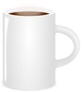 white cup with coffee on a white background