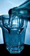 pouring water from the bottle into the glass